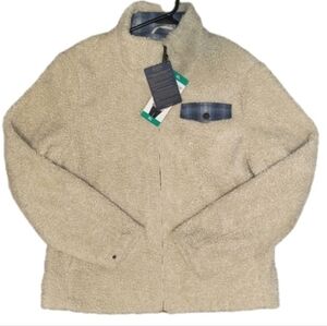 Pendleton Beige Crea Sherpa Full Zip Jacket Coat Blue Denim Women Extra Large XL